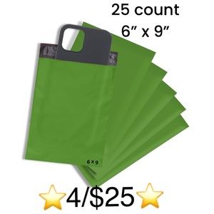 25 Count 6” x 9” Weatherproof Self Adhesive Green Poly Mailers